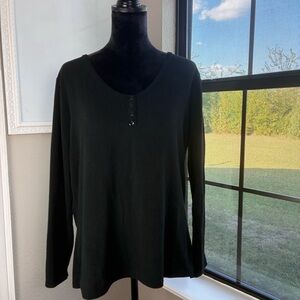 Goodnight Kiss Black Long Sleeve Women's Pajama Top